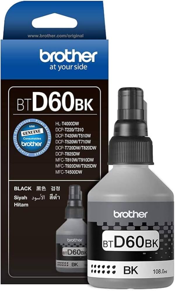 BOTELLA DE TINTA BROTHER - BTD60BK - NEGRO - 108ML - Imagen 2
